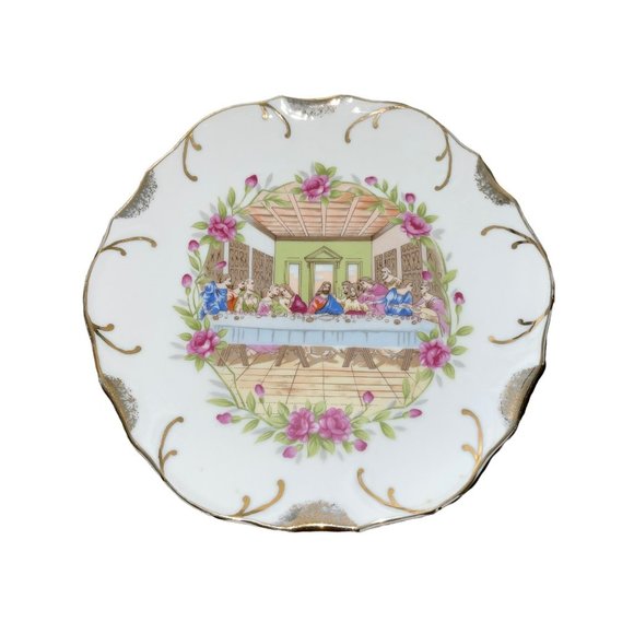 Mid-State Products 18K Gold Trim The Last Supper Decorative Plate Japan Ceramic - Picture 1 of 5
